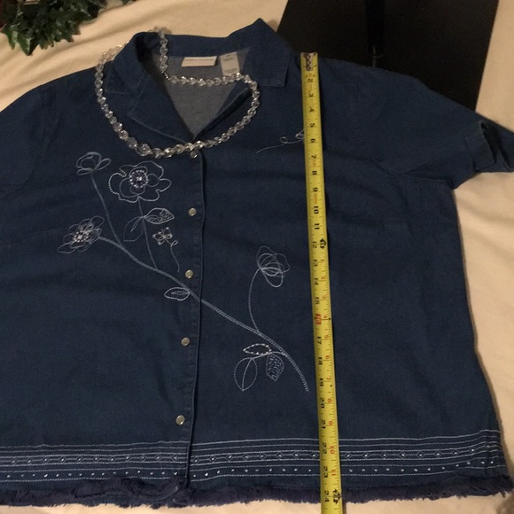 Alfred DunnerIn Embroidered Blue Jean Shirt - Picture 8 of 8